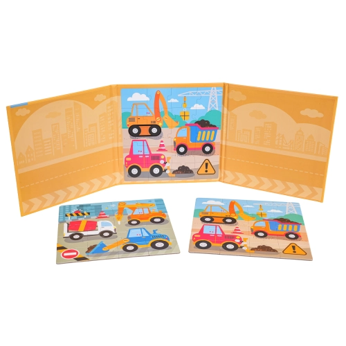 Magnetyczne Puzzle Plac Budowy + Książeczka