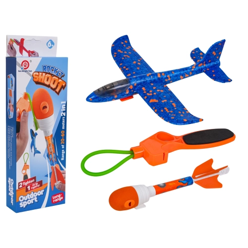 Zestaw Samolot Niebieski 2w1 z Wyrzutnią
