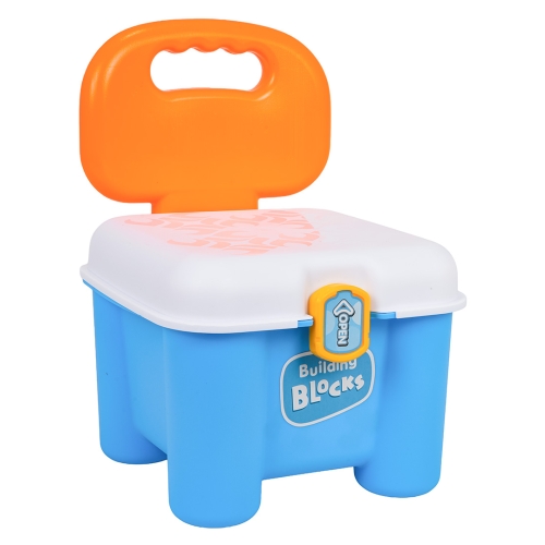 Zestaw Miękkich Klocków + Krzesełko Schowek Niebieskie