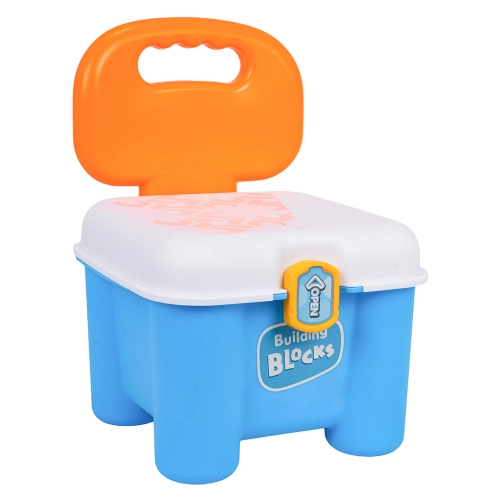 Zestaw Miękkich Klocków + Krzesełko Schowek Niebieskie