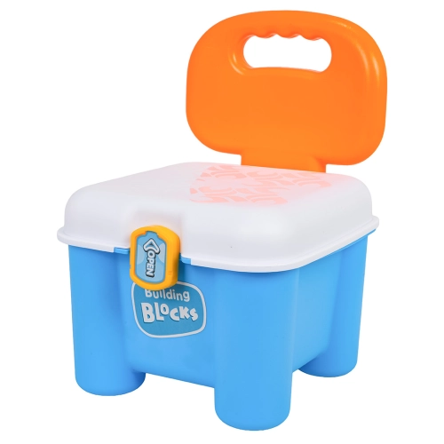 Zestaw Miękkich Klocków + Krzesełko Schowek Niebieskie