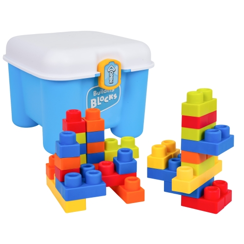 Zestaw Miękkich Klocków + Krzesełko Schowek Niebieskie