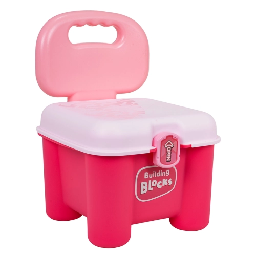 Zestaw Miękkich Klocków + Krzesełko Schowek Różowy