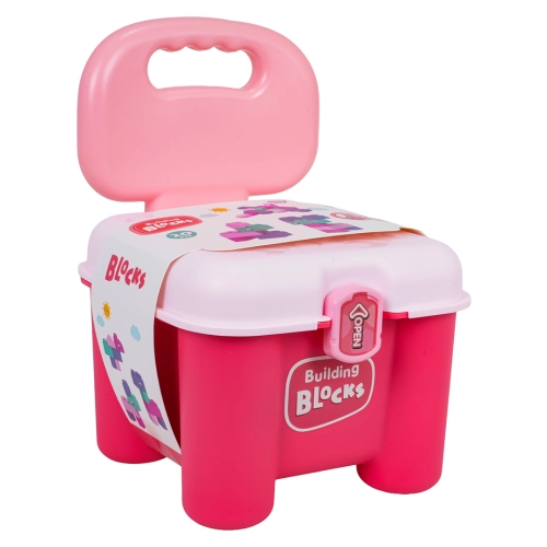 Zestaw Miękkich Klocków + Krzesełko Schowek Różowy