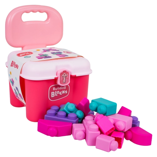 Zestaw Miękkich Klocków + Krzesełko Schowek Różowy