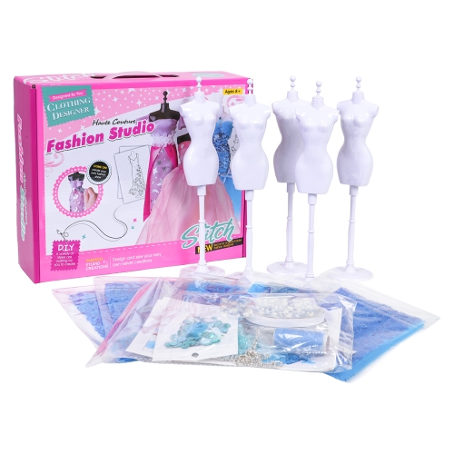 Zestaw Małej Projektantki, Niebieskie Materiały + Akcesoria