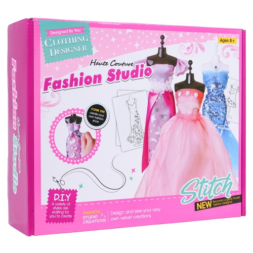 Zestaw Małej Projektantki, Niebieskie Materiały + Akcesoria