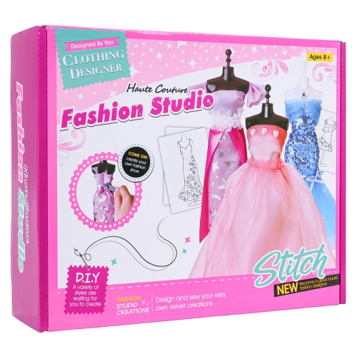 Zestaw Małej Projektantki, Niebieskie Materiały + Akcesoria