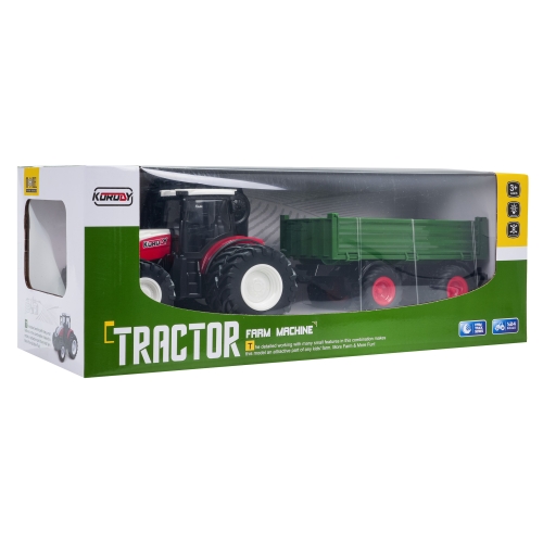 Traktor Czerwony R/C Z Zieloną Naczepą