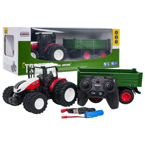 Traktor Czerwony R/C Z Zieloną Naczepą