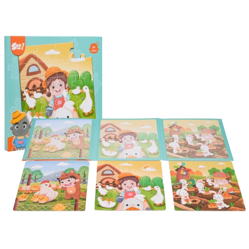 Magnetyczne Puzzle Farma + Książeczka