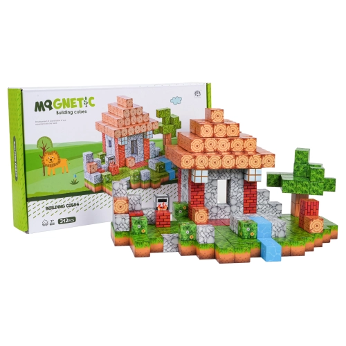 Klocki magnetyczne 312 elementów – zestaw 3D domek