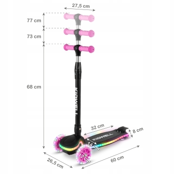 Hulajnoga balansowa LUMO Pink świecące kółka
