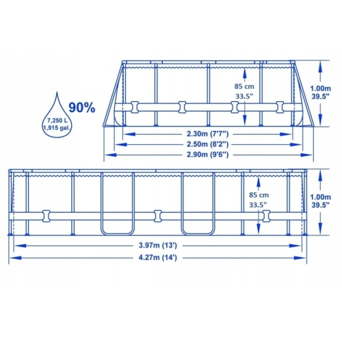 Basen stelażowy Power Steel Swim Vista 427x250x100 14x8FT BESTWAY 56714