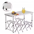 Zestaw turystyczny kempingowy – składany stolik i cztery krzesła w kolorze szarym