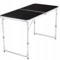 Stół Turystyczny Składany Regulowany Aluminiowy Kempingowy  Czarny 120x60cm