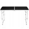Stół Turystyczny Składany Regulowany Aluminiowy Kempingowy  Czarny 120x60cm