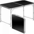 Stół Turystyczny Składany Regulowany Aluminiowy Kempingowy  Czarny 120x60cm