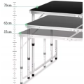 Stół Turystyczny Składany Regulowany Aluminiowy Kempingowy  Czarny 120x60cm