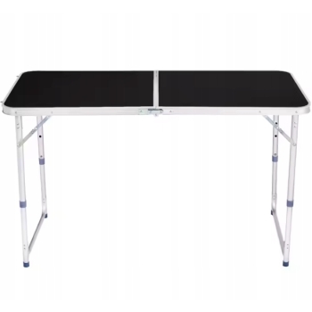 Stół Turystyczny Składany Regulowany Aluminiowy Kempingowy  Czarny 120x60cm