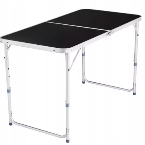 Stół Turystyczny Składany Regulowany Aluminiowy Kempingowy  Czarny 120x60cm