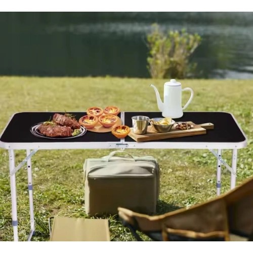 Stół Turystyczny Składany Regulowany Aluminiowy Kempingowy  Czarny 120x60cm